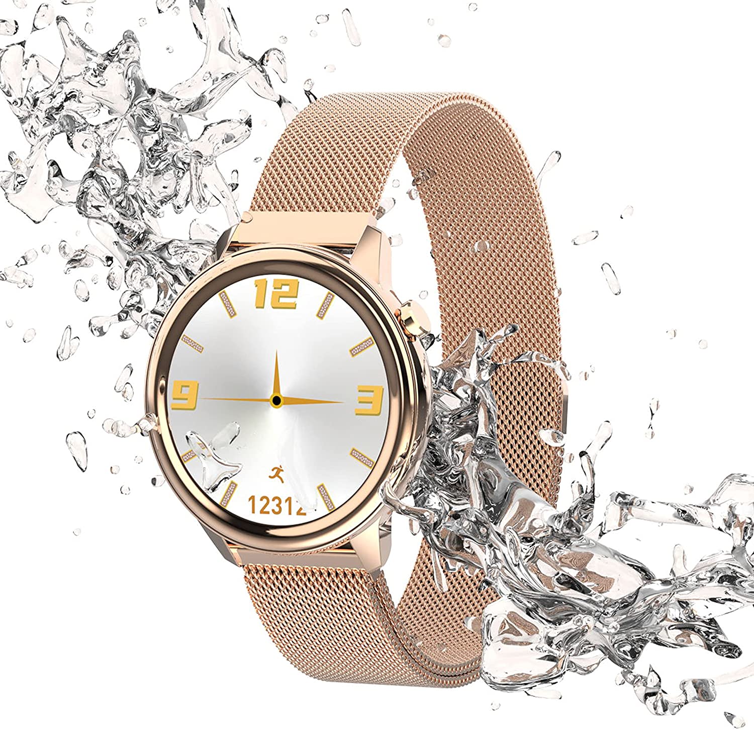 【本日限定価格】 スマートウォッチ ゴールド iPhone&Android対応 IP68防塵防水 音