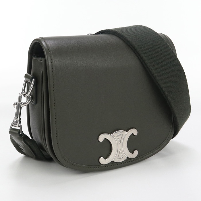 スモール ブザス ストラップ トリオンフ CE85896 ショルダー カーフ カーキ【中古】 レディース