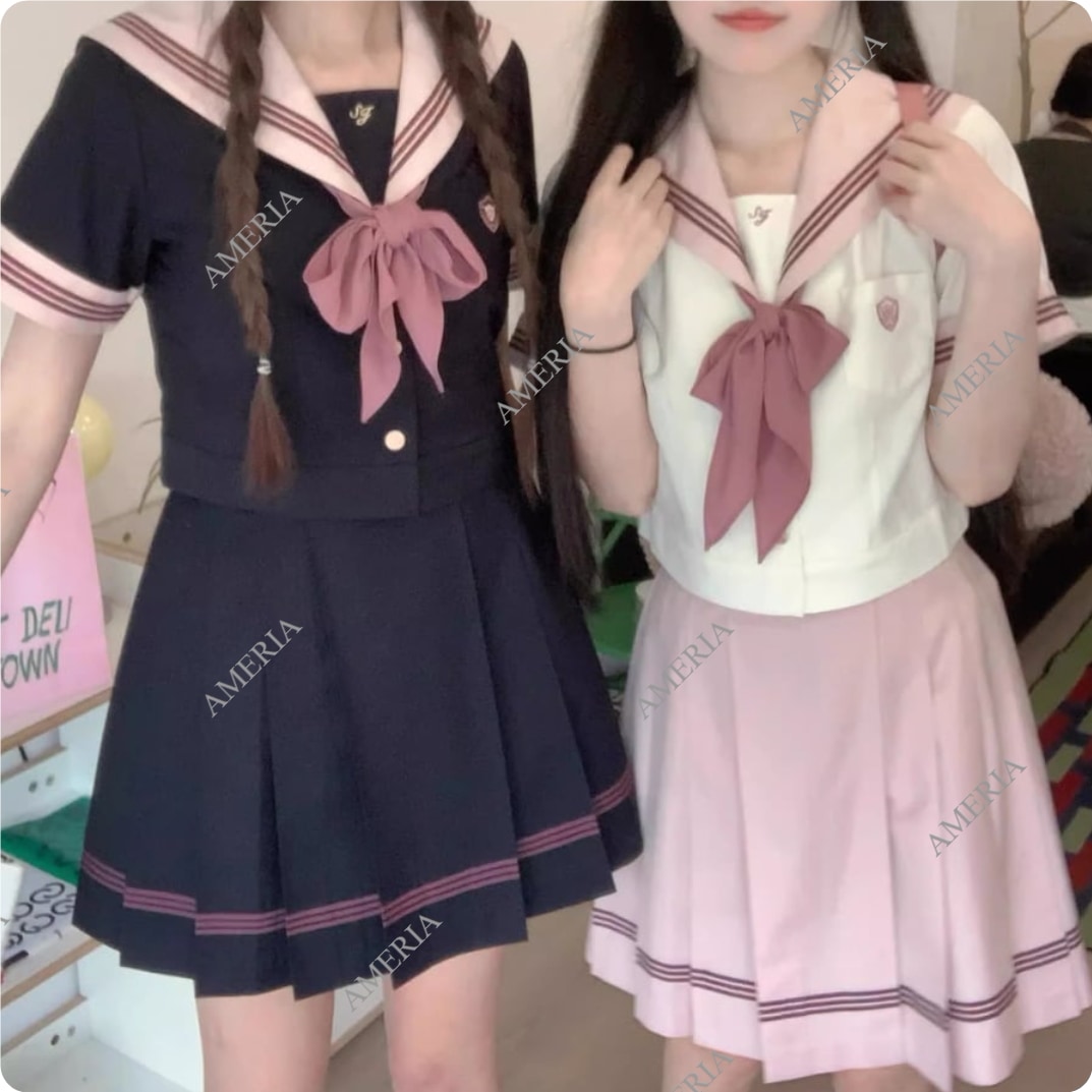 JK ユニフォーム 夏 スーツ 全2カラー　紋章入り半袖セーラー服セット