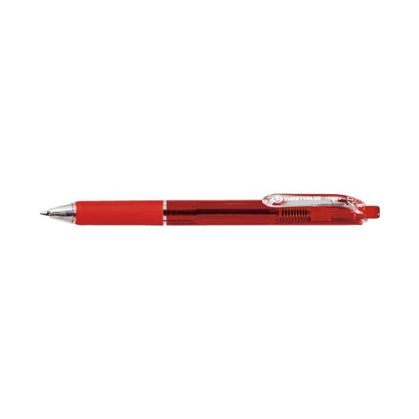 スマートバリュー ノック式ボールペン100本 H048J-RD-100赤