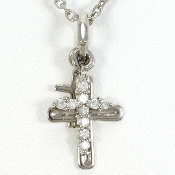 K18 18金 WG ホワイトゴールド ネックレス ダイヤ 0.10 約45cm ジュエリー 中古