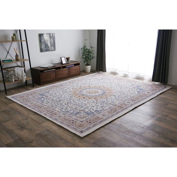 1291260026502 シンフォニー シェニールジャガードラグ カーペット ラグ メダリオン ホットカーペット 洗えるベージュ 200×250cm メーカー直送