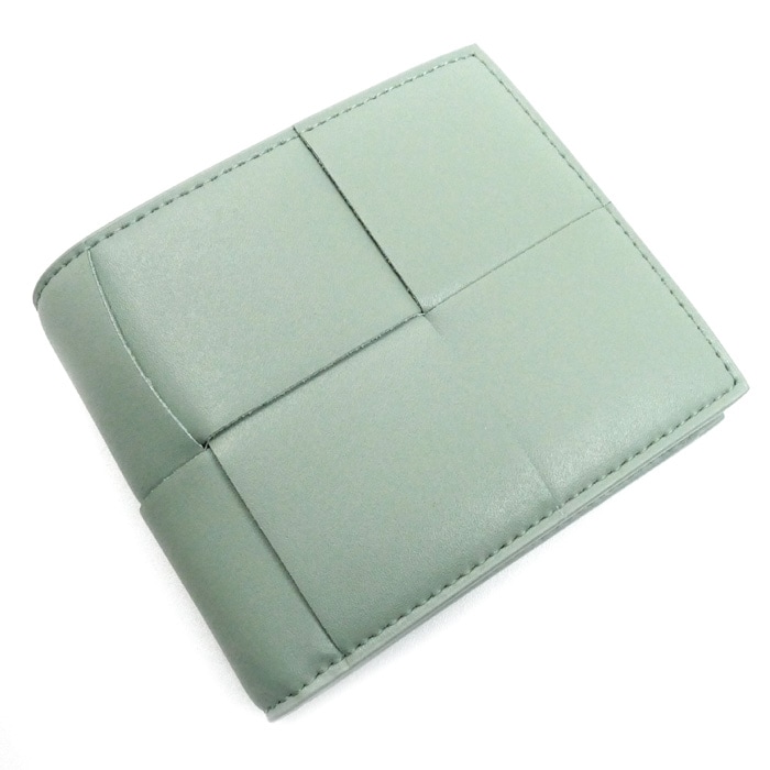 BOTTEGAVENETA ボッテガヴェネタ マキシイントレチャート カセット 二つ折り財布 セージ 649605 ユニセックス 中古 美品