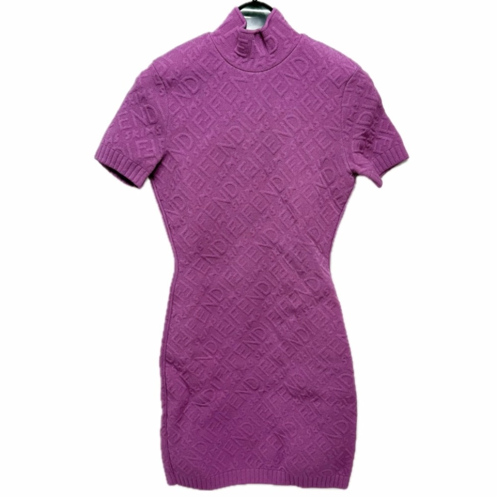 ワンピース FZD917 ズッカ柄 スキムス コラボ アパレル バックジップ モックネック 半袖 レーヨン ピンク