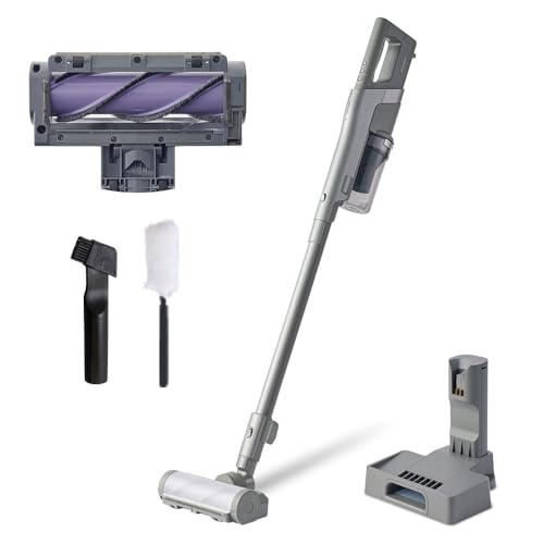 【当社最強の集じん力】 掃除機 コードレス スティッククリーナー 充電式 サイクロン 置くだけ充電スタンド 静電モップ カーペット掃除 最長43分運転 SUUZE SCD-210P-H グレー
