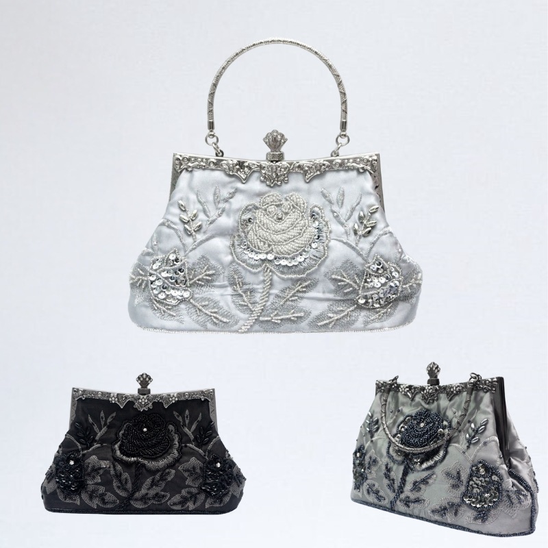 バッグショルダーバッグ結婚式 ハンドバッグ クリスマスプレゼント ビーズ刺繡 ミニバッグ 演奏会 母の日 ショルダーバッグ クラッチバッグ ハンドメイド バラ プレゼント パーティーバッグ 発表会 バ