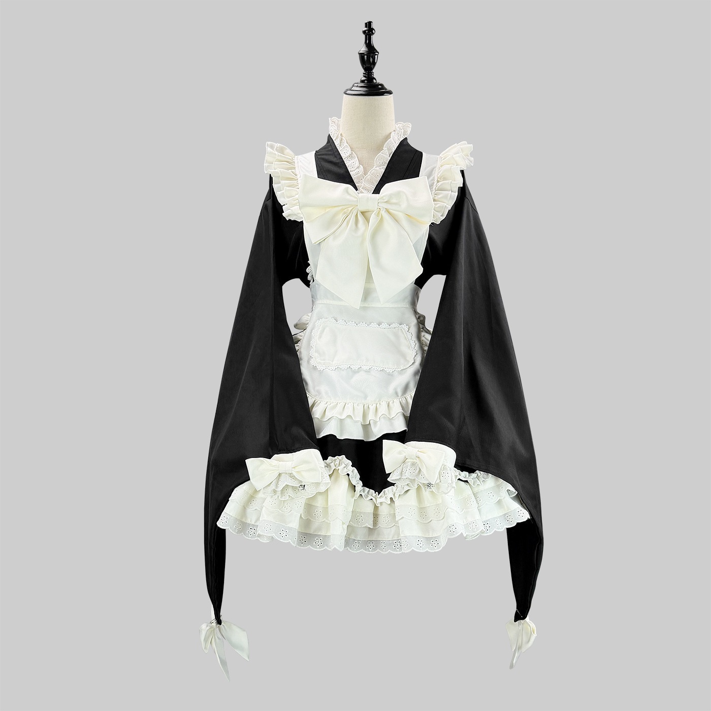 【速達!】ゴシックシスター 黒白 長短 OP 接ぎ袖 エプロン 多用途メイド服 ハロウィンメイド服
