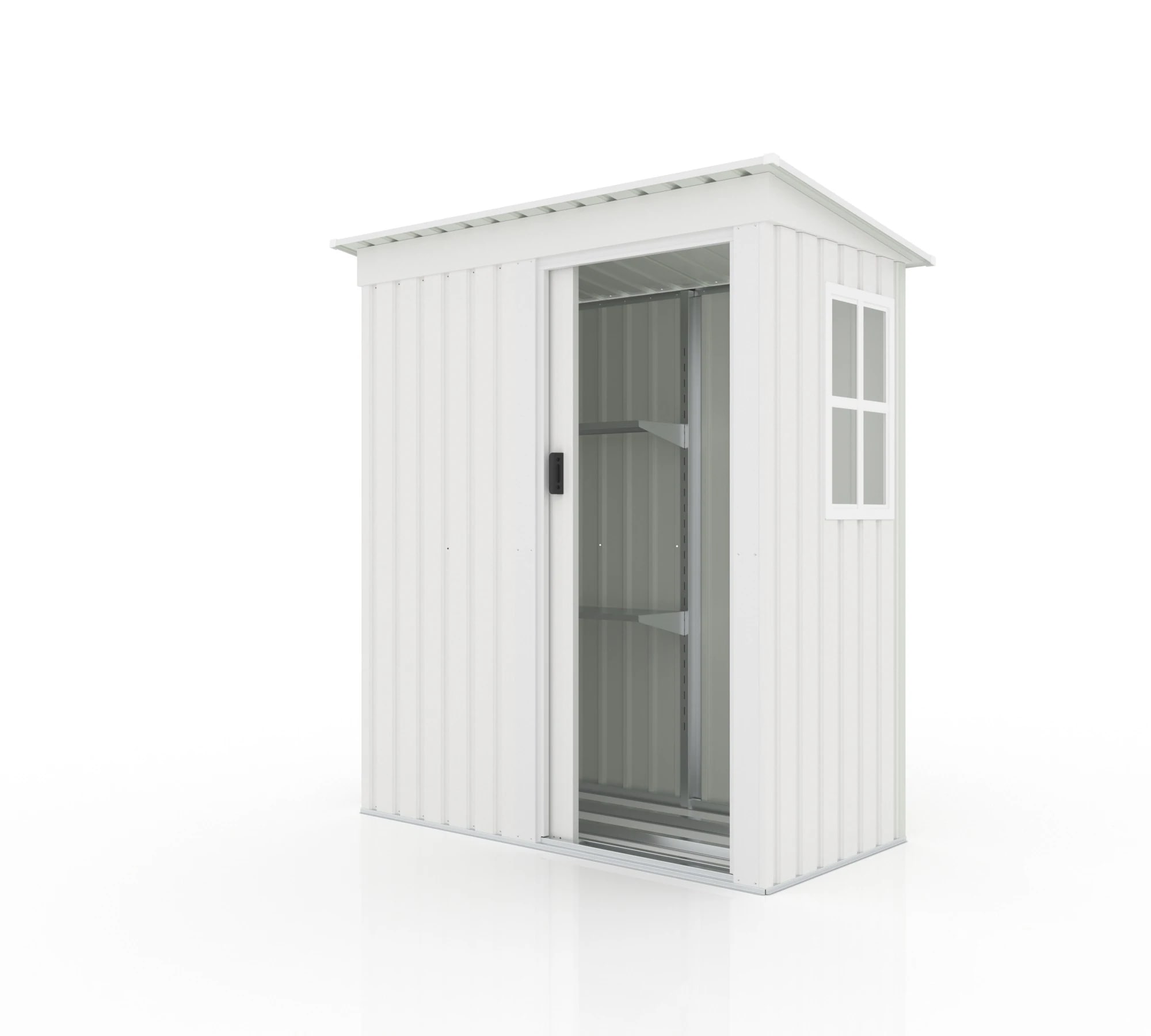 【 ホワイト　棚あり】物置 屋外 大型 倉庫 大型物置 戸外収納庫 物置 防水/耐侯 収納可能 ガーデン/庭/田畑/農場 頑丈 大容量 スチール　引き戸　補強フレーム付き　窓付き　可動棚付き　床なし