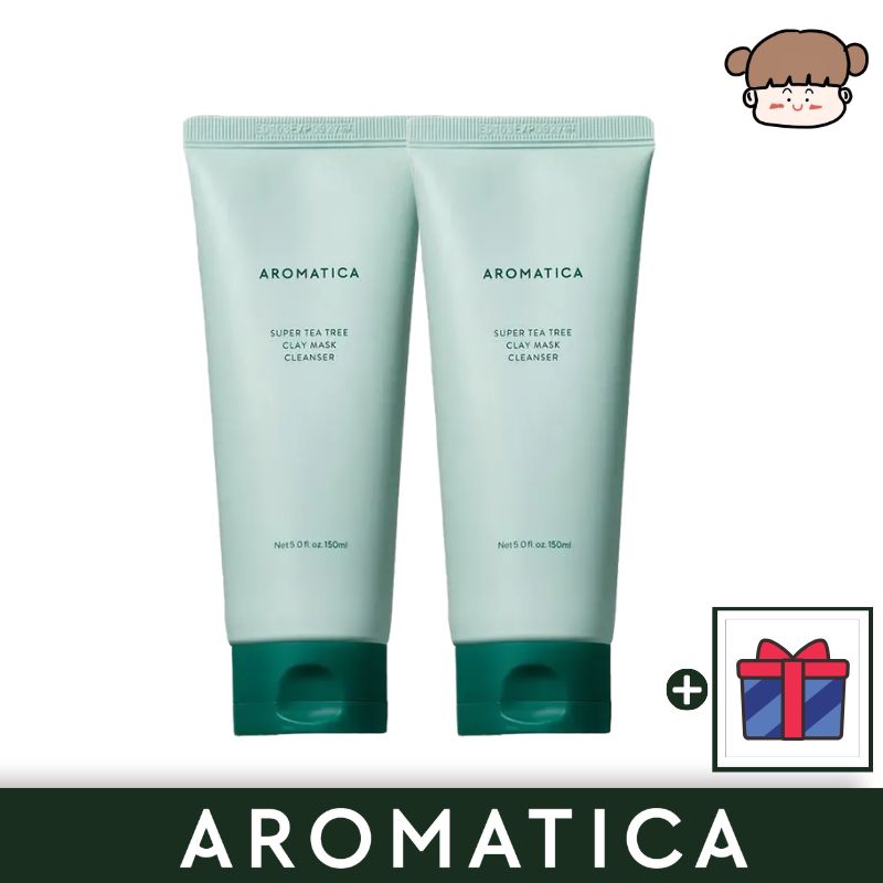 【1＋1／NEW】AROMATICAスーパーティーツリークレイマスククレンザー150ml ２個／クレイ 洗顔 皮脂 吸着 毛穴 黒ずみ ケア ティーツリー 洗顔フォーム 敏感肌 洗顔 ヴィーガン コス