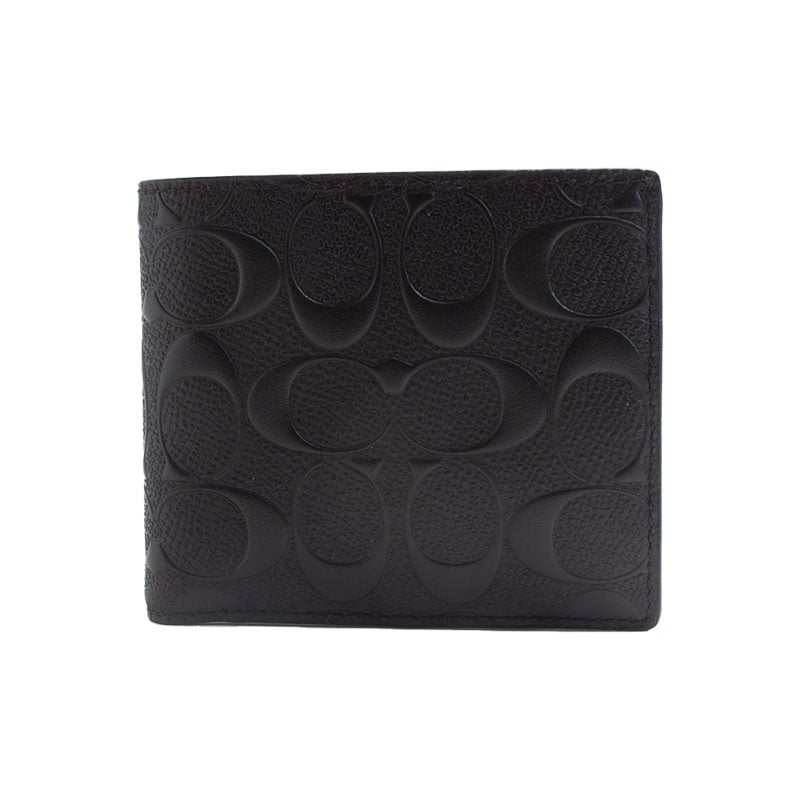 二つ折り財布 シグネチャー レザー コインケース付き ウォレット メンズ cr459