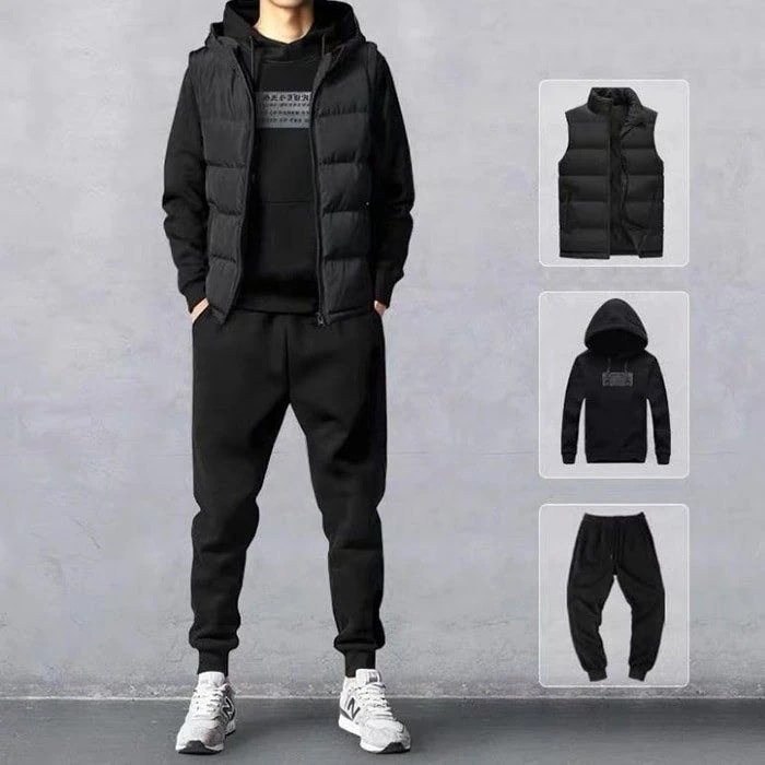 【メガ割 】lucky box ジャージ メンズ セットアップ 上下セット パーカー スウェットパンツ 中綿ベスト ３点セット 大き