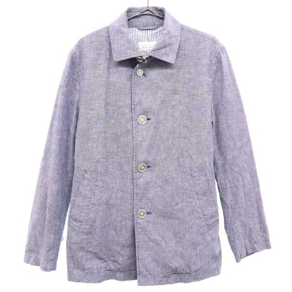 日本製 三陽商会 リネンブレンド ジャケット 38 ブルー系 メンズ
