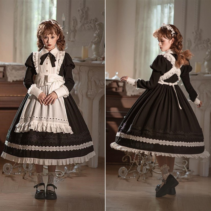 宮廷 パフスリーブ メイド服 コスプレ ワンピース ロリータ コスチュームロリータワンピース ドレス ゴシック