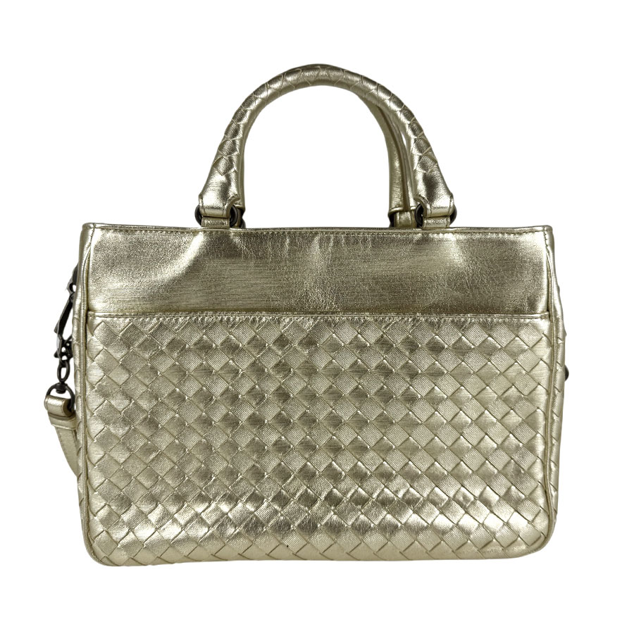 ボッテガヴェネタ BOTTEGAVENETA ハンドバッグ ショルダーバッグ イントレチャート レザー ゴールド レディース z6607