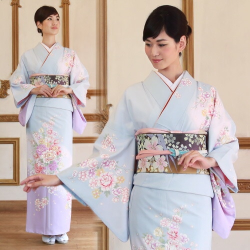 レンタル 訪問着 レンタル 19点フルコーディネートレンタルセット水色地に金の縁取り牡丹結婚式 入学式 七五三 ママ 20代 30代 40代 50代