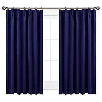NICETOWN 遮光カーテン 2枚セット ローヤルブルー UVカット断熱 省エネ 高級感のある生地 リビングルーム 幅100cm丈110cm