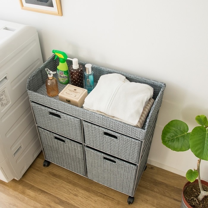 ラタン ランドリーチェスト 脱衣所 洗面所 RB-688-BL ブルー