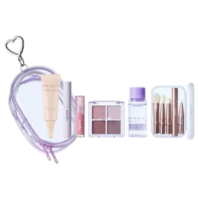 [25SS/新作]トラベルキット ミニセット(ポーチ+マスカラ+シャドウパレット+ベース+ティント+リムーバー)+ブラシ·キット
