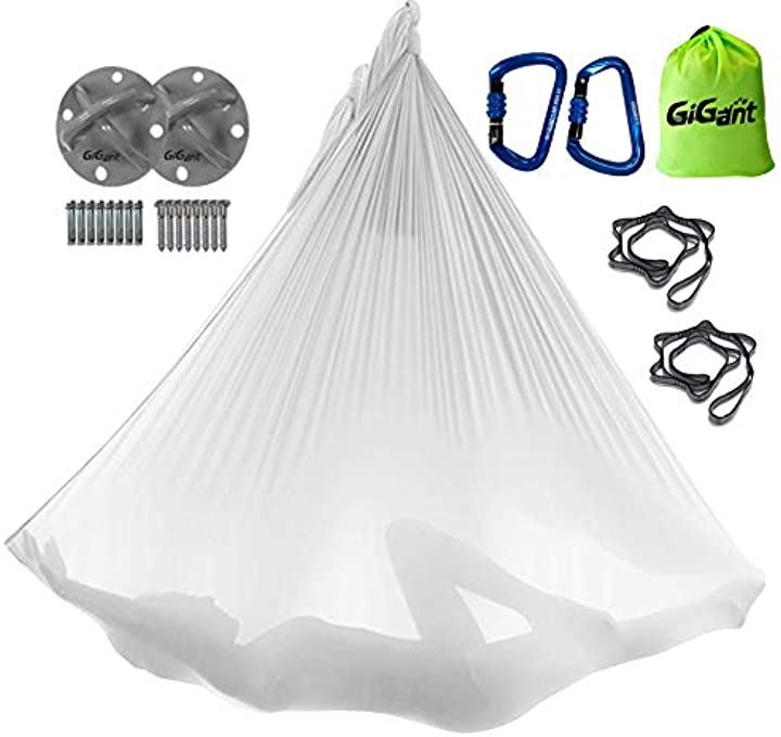 ギグアント 公式 エアリアルヨガ 専用 ハンモック フルセット 5ｍx2.8ｍ 空中 ヨガハンモック エクササイズ エアロヨガ フィットネス 国内正規品( ミルキーホワイト)