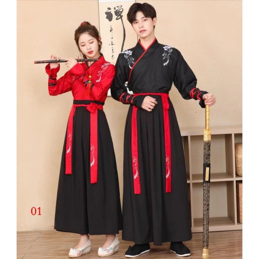 【超お得1つ買うと10個もらえる】急速出荷中華コスプレ衣装 漢服 上下セット メンズ レディース チャイナ服 唐装 中華服 華流 コスチューム 舞台 ステージ衣装 ハロウィン 衣装 交差ブラウス 巻き
