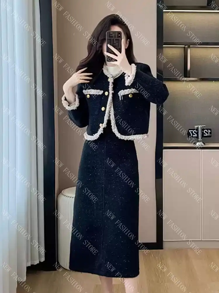 セットアップスカートレディース秋冬ハーフスカート2点セット-71