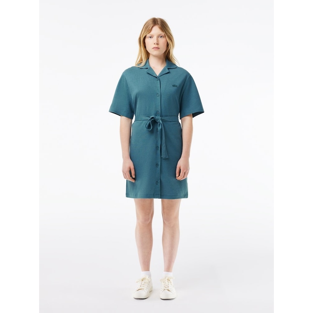 LACOSTE 女性用リネンブレンドオープンカラーシャツドレス EF7765-54G IY4 Q2NEF7765-54GIY4