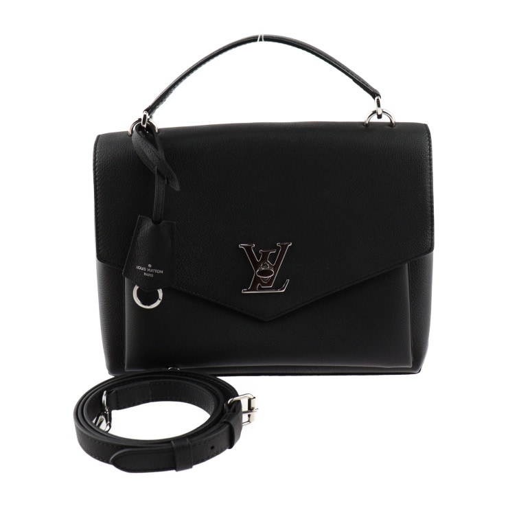 超美品 LOUIS VUITTON ルイ ヴィトン ハンドバッグ M54849 マイロックミー グレインカーフレザー ブラック シルバー金具 2WAY ショルダーバッグ ビトン ターンロック 本物保証