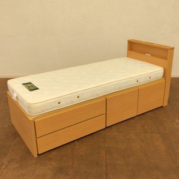 シングルベッドフレーム マットレス付き セミシングル 省スペース対応コンパクトチェストベッド ベッド ベッドマット ベッド台 一人暮らし ワンルーム