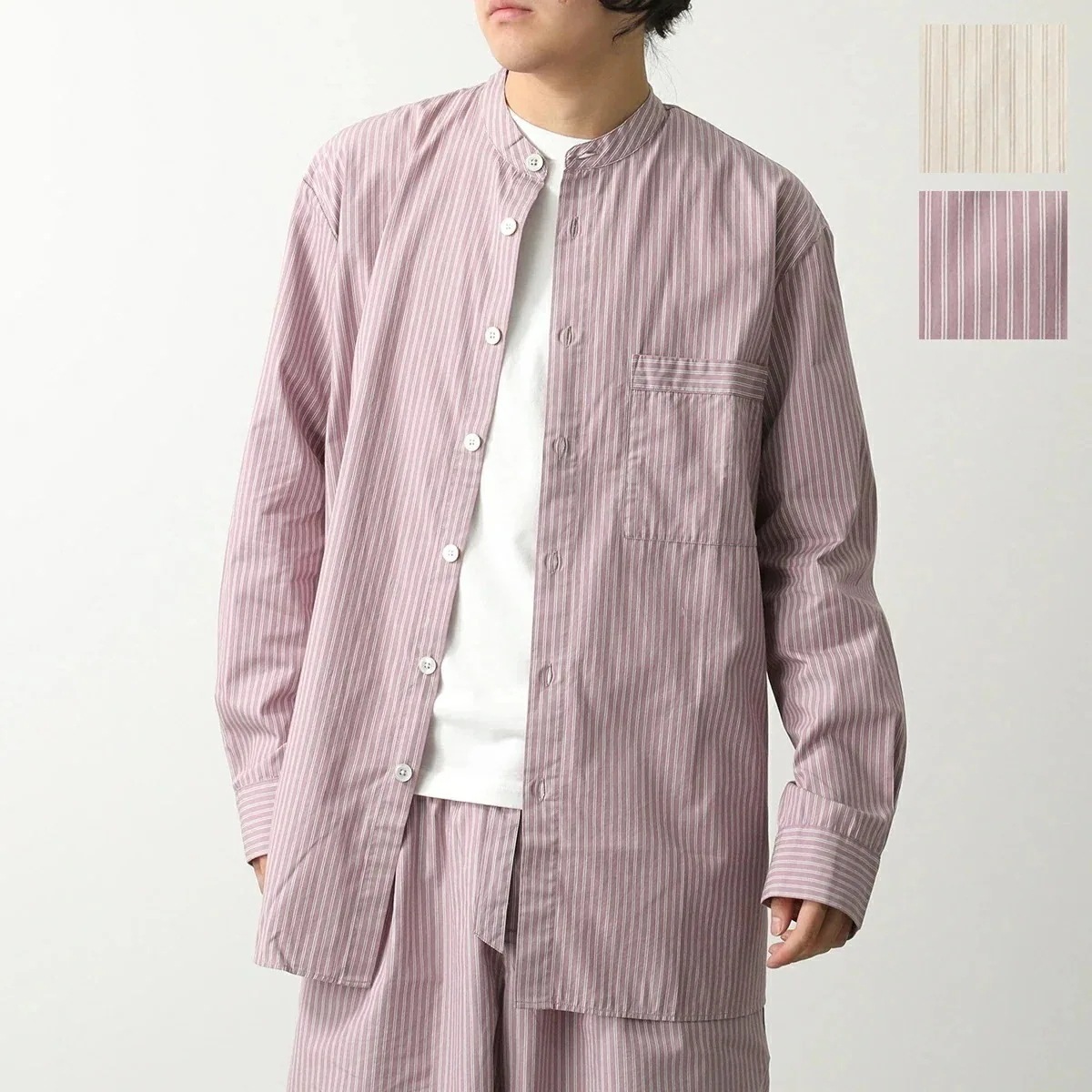 TEKLA × BIRKENSTOCK テクラ ビルケンシュトック コラボ シャツ SWT メンズ 長袖 コットン ノーカラー ストライプ 胸ポケット オーバーサイズ カラー2色 【ts】 13,953円