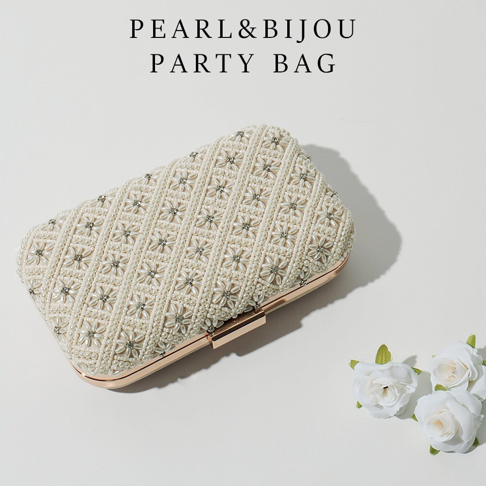 パーティー クラッチ パーティーバッグ ビーズ パール ビジュー クラッチバッグ ミニバッグ ゴールド 2way ボックス 花柄 大きめ ショルダーバッグ ハンドバッグ アクセサリー 結婚式 6,273円