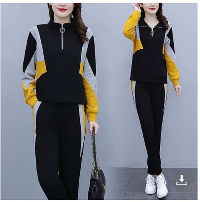 秋新作大きいサイズレディース上下セット2枚組セットアップスウェット長袖パンツルームウェアハーフジップ