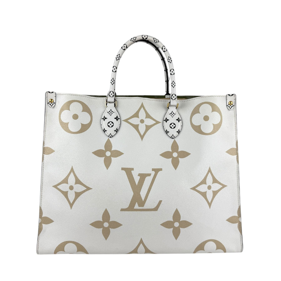 ルイ ヴィトン LOUIS VUITTON ハンドバッグ ショルダーバッグ ジャイアントモノグラム オンザゴーGM コーティングキャンバス ホワイト/カーキ/ベージュ ゴールド レディース M4457