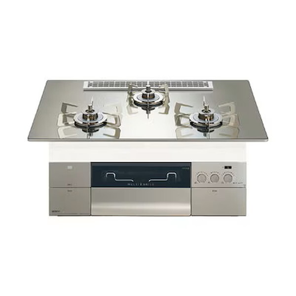 N3S25PWASKSTESC-LP プラチナシルバーガラストップ プログレ ビルトインガスコンロ (プロパンガス用・3口・幅75cm)