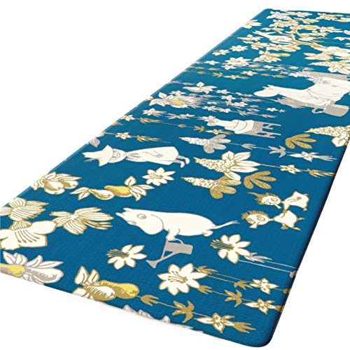 ヨコズナクリエーション 拭けるキッチンマット ビニール製 抗菌防臭 防カビ 防炎 (ムーミン ファミリーガーデン, 約45240cm)