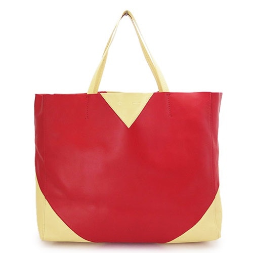 訳あり セリーヌ トートバッグ レディース 16611 3QBC 27ED ホリゾンタル レザー バイカラー レッド A4収納可