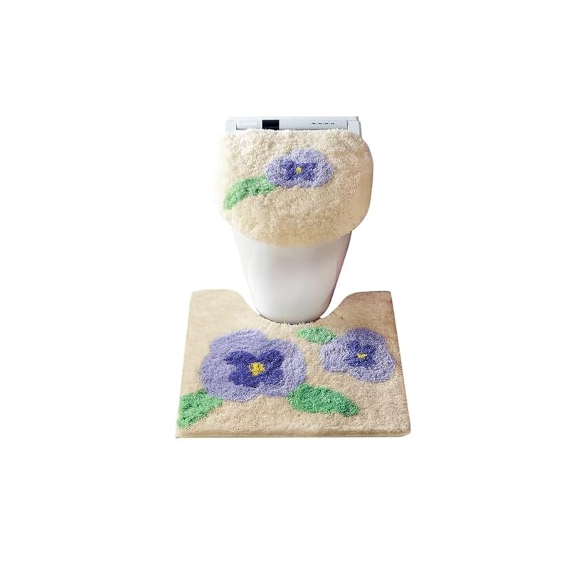 MOGU（JP）トイレマット フタカバー 3点セット 便座カバー ふんわり 洗える トイレマット セット 洗浄暖房 滑り止め U型 O型 兼用 暖かい ふわふわ おしゃれ 吸水 速乾 防臭 グリーン