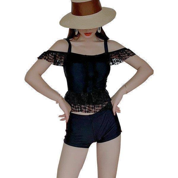 水着レディースタンキニ3点セット体型カバーオトナ女子セパレートハイウエストロングスカートヒップお腹お尻太ももカバーエレガント大きいサイズ