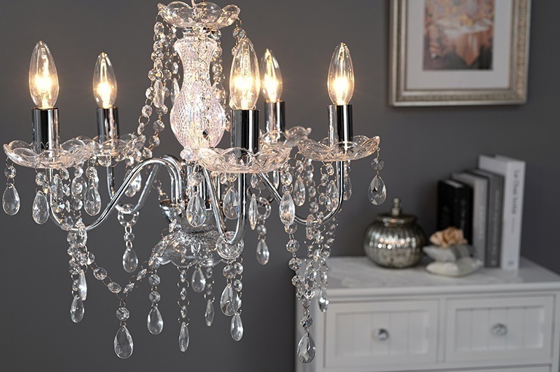 シャンデリア おしゃれ かわいい アンティーク ガラス製クリスタルカット クラシカル エレガント 天井照明 シーリングライト LED対応 40W5灯 4.5畳サイズ