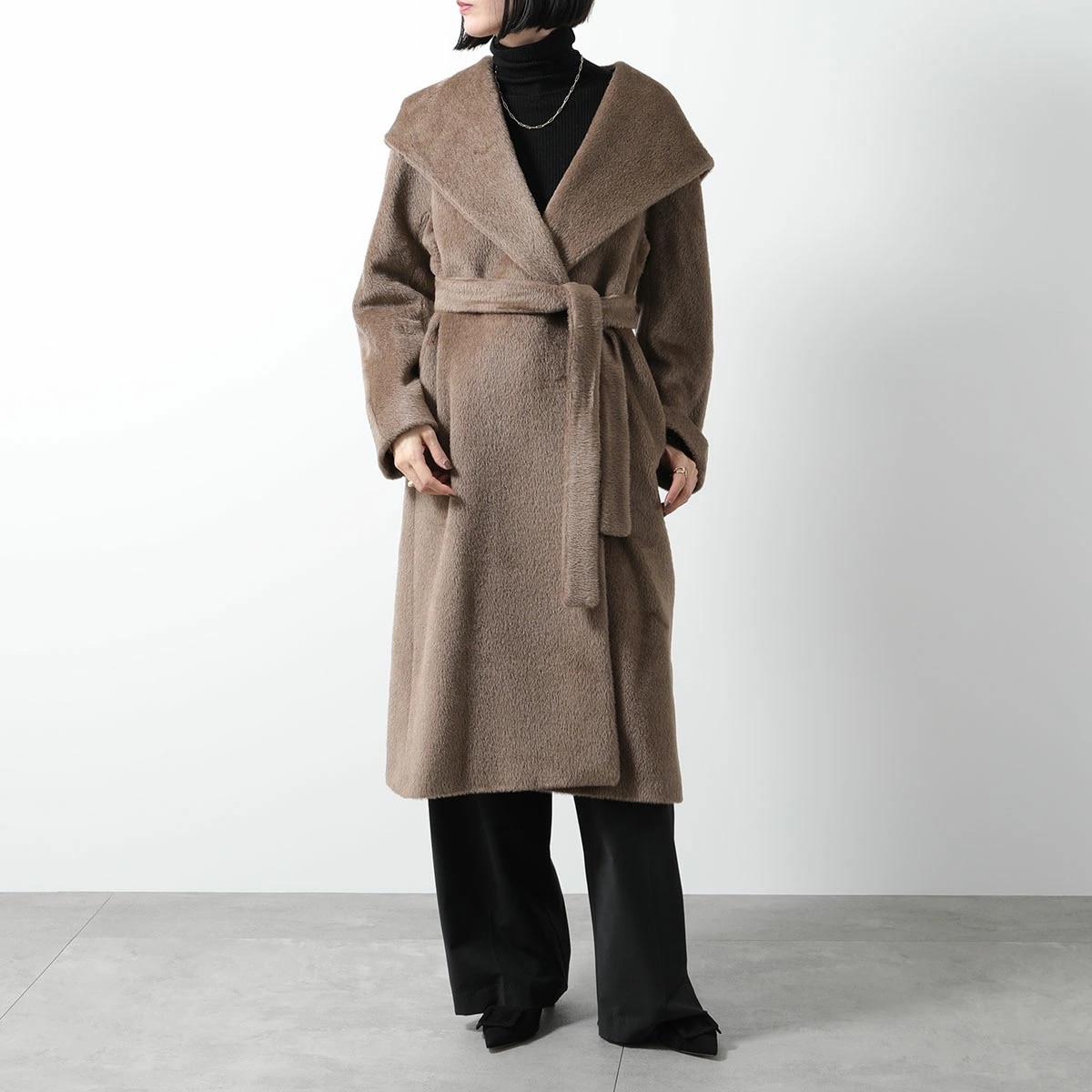 S MAX MARA エス マックスマーラ ガウンコート ELIANA エリアナ レディース ウール混アルパカ フード付き ベルト付き ロングコート 035