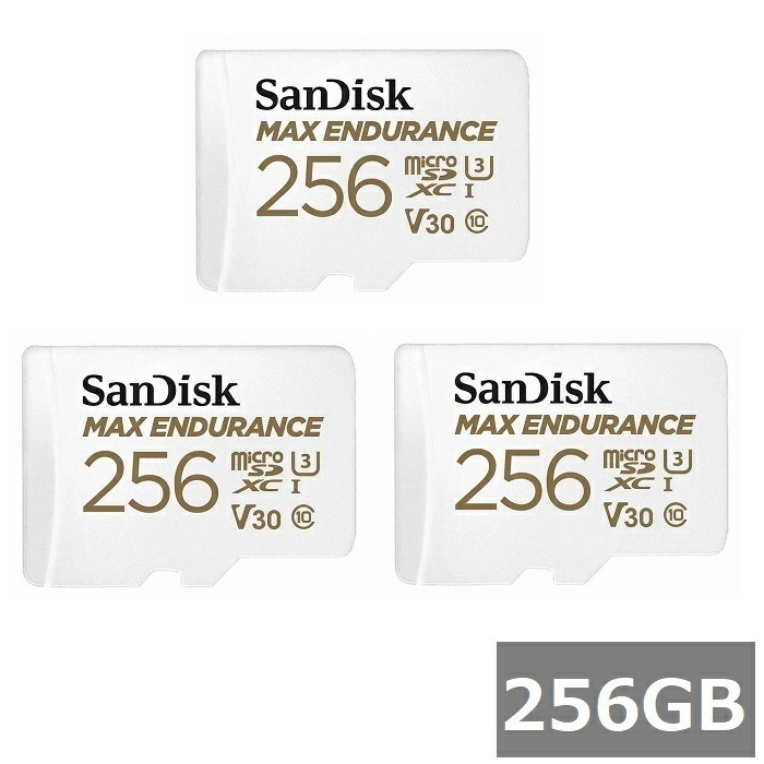 【3セット】 サンディスク マイクロSD MicroSDXC SDSQQVR-256G-GN6IA MAX ENDURANCE 256GB アダプター付 Sandisk マイクロSDXCカード