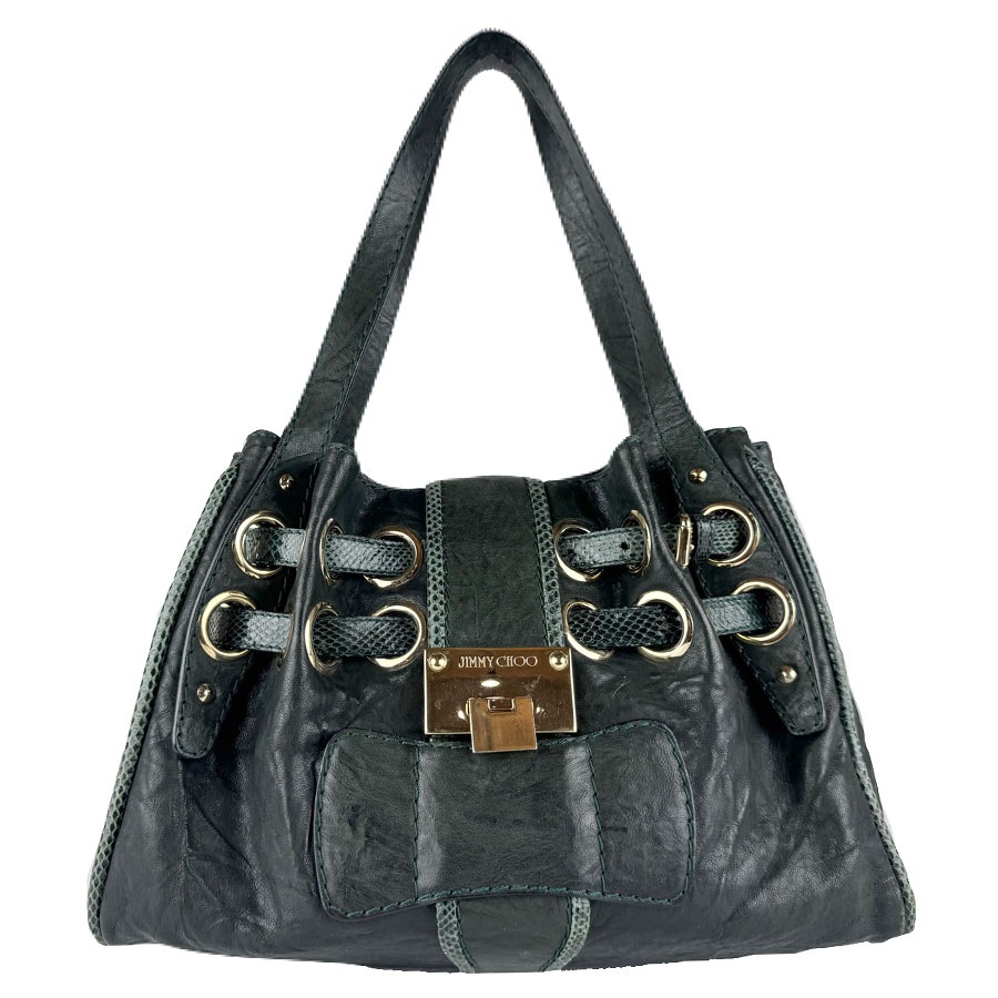ジミーチュウ JIMMY CHOO ショルダーバッグ レザー ダークグリーン レディース z8915