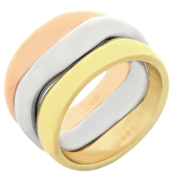 カルティエ Cartier リング 指輪 ラブミーリング 3カラー K18WG K18YG K18PG ホワイトゴールドXイエローゴールドXピンクゴールド #49(JP9) 3連 K18 750 9号