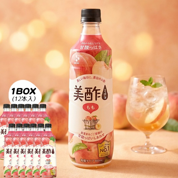 [CJ] 美酢 ミチョ 桃 もも 12本セット / 1BOX(800ml×12本） みちょ 桃味 健康酢 お酢ドリンク 飲む酢 100%果実発酵
