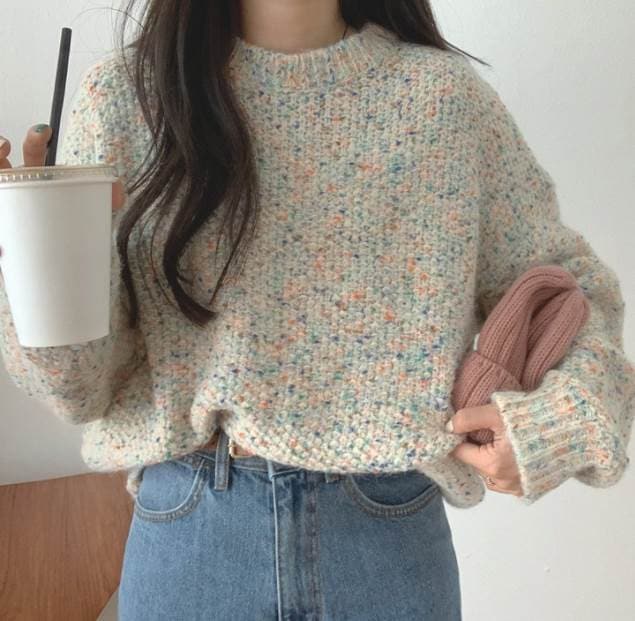 レディース セーター トップス 人気 通販 カラー ドットプル オーバー 長袖 萌袖 ハイネック かわいい アプリコット ピンク カジュアル ラブリー キュート ドット 秋 冬 デート 大人可愛い 韓 5,191円