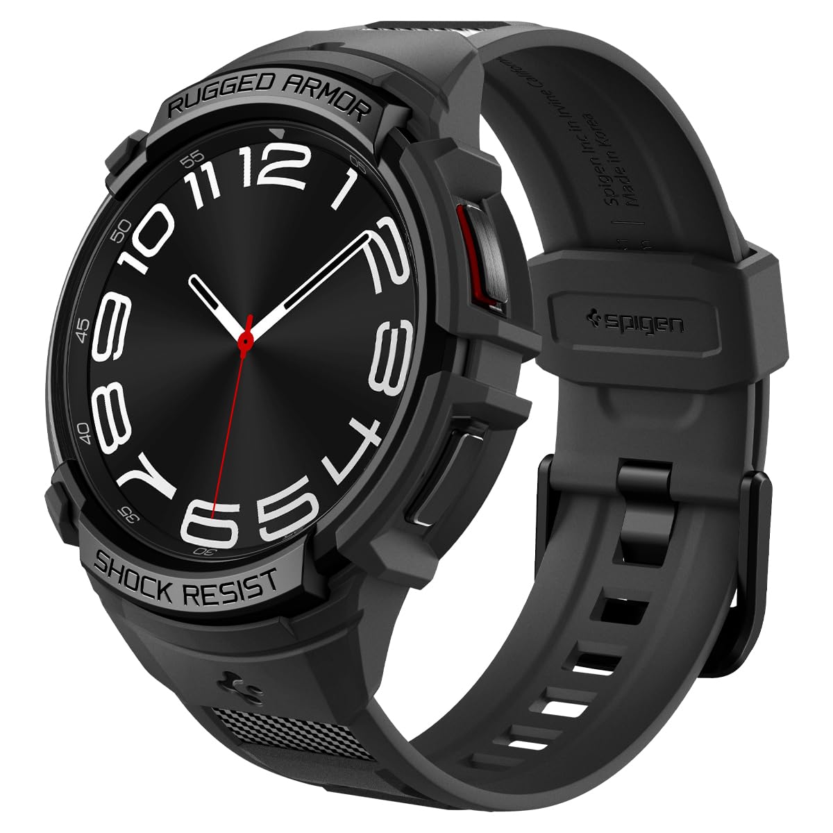 Spigen Galaxy Watch 6 Classic 43mm バンド 体組成測定 可能 一体型 ケース カバー 耐衝撃 スポーツバンド 落下 衝撃 吸収 耐久性 傷防止 ラギッド・アーマー・プ生活家電用アクセサリ・部品