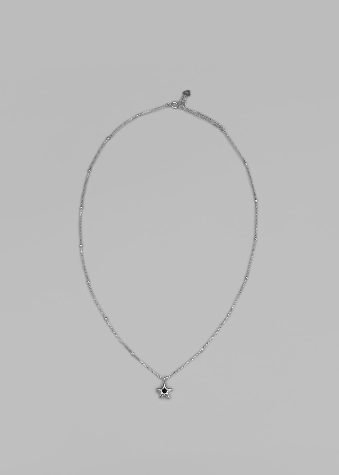 (SILVER 925)ブラックキーシルバーボールスターネックレス