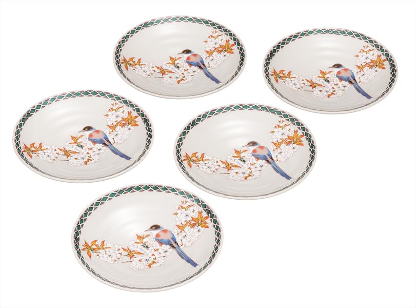 九谷焼いわたや 5.2号皿揃花鳥 K9-95