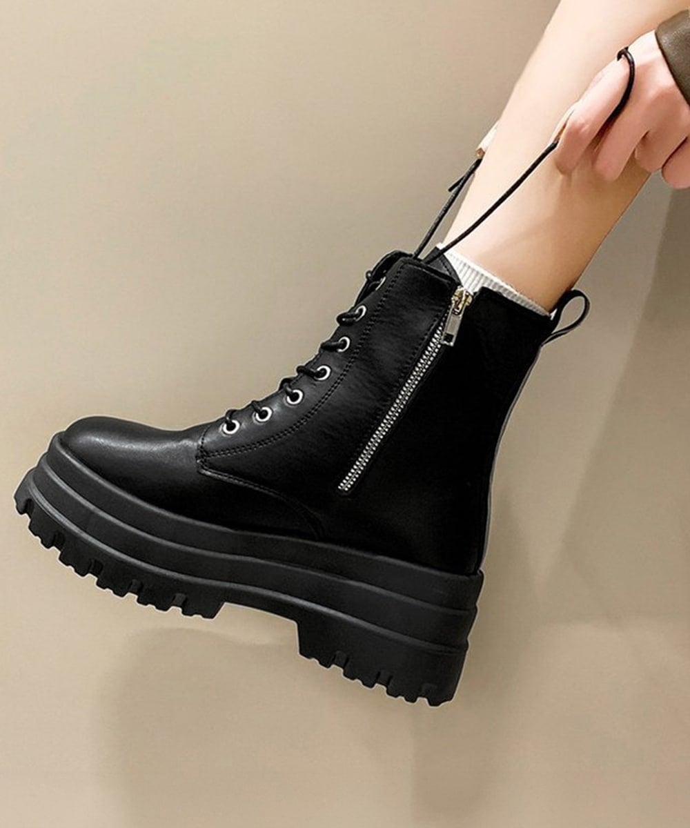 ショートブーツ厚底 ワークブーツ美脚脚長 83RAJL-015 ワーク エンジニアブーツ