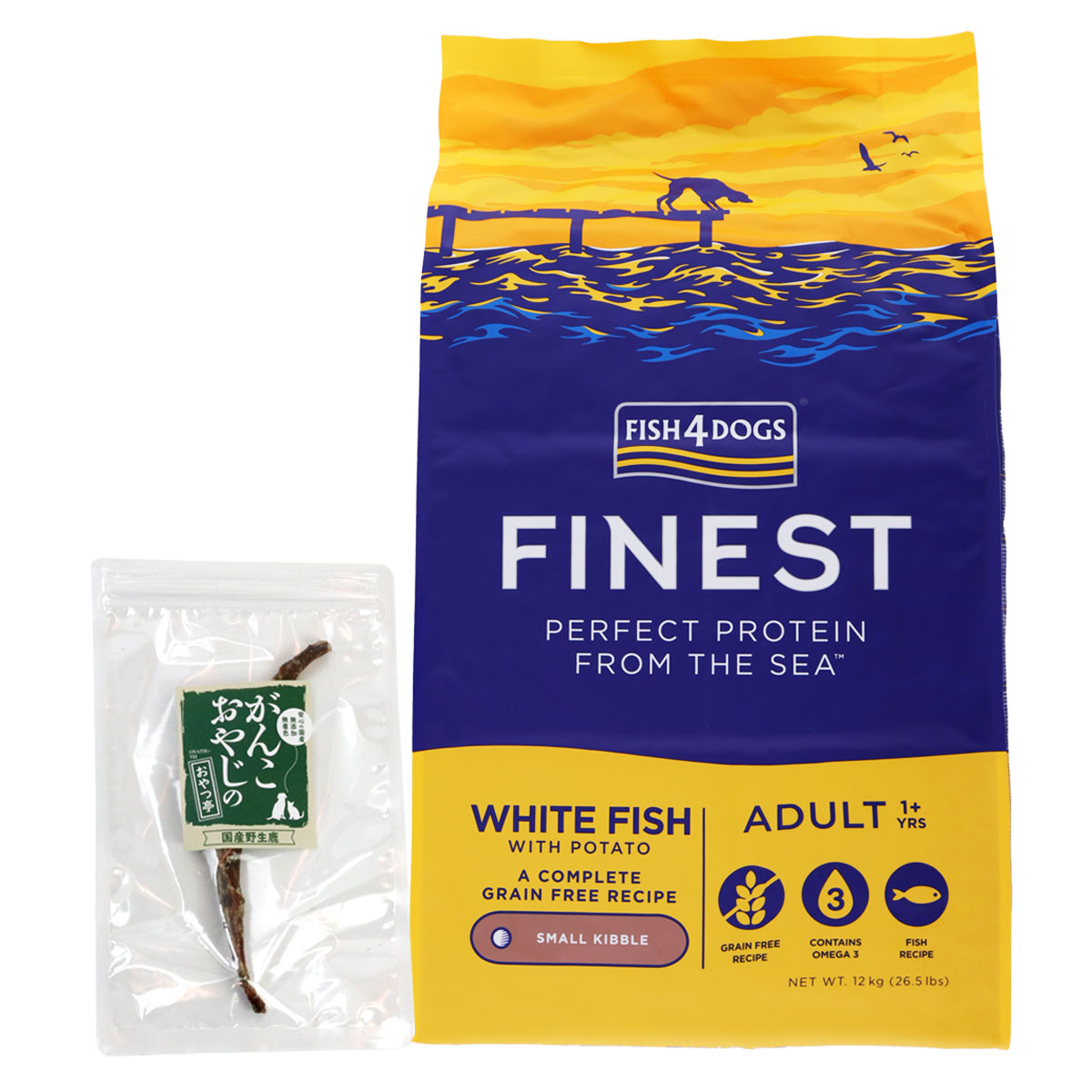 ファイネスト オーシャンホワイトフィッシュ 小粒 12kg【国産鹿のスペアリブ ミドルカット 1本付き】