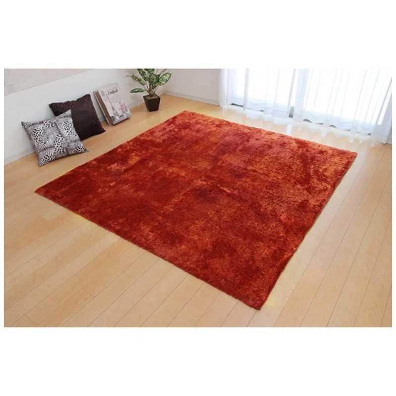 イケヒコ　ラグ シャギー調 (ラルジュ) (約185×185cm/オレンジ)